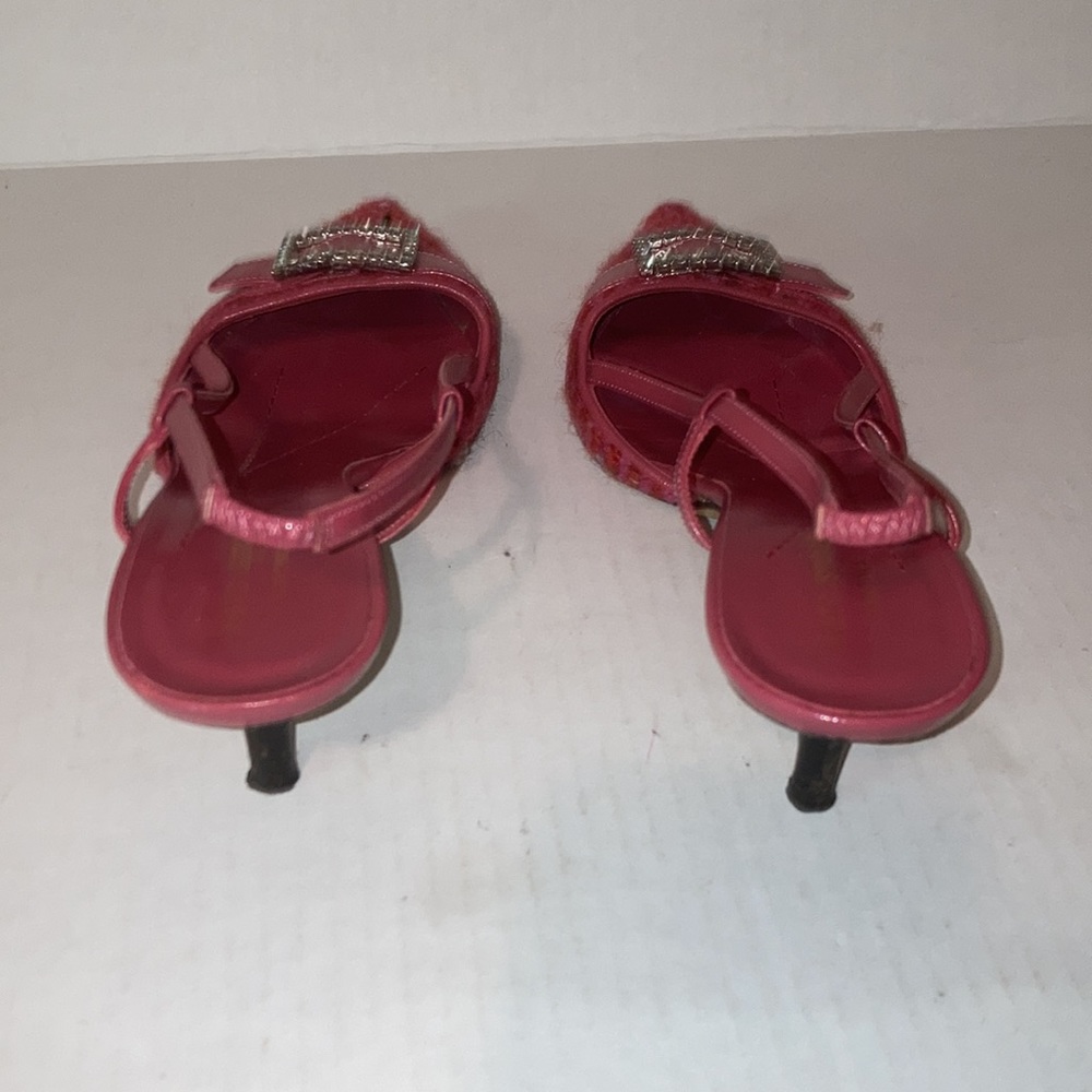 KATE SPADE Pink Tweed Kitten Slingback Size 6 1/2 - Picture 4 of 16